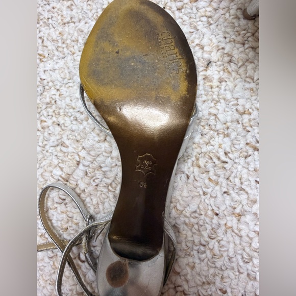 Charlies Silver Metallic Strappy Ankle-Heel Sandals - Picture 4 of 6